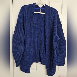Free People Black & Blue Knit Cardigan | Drop Sleeve | Medium